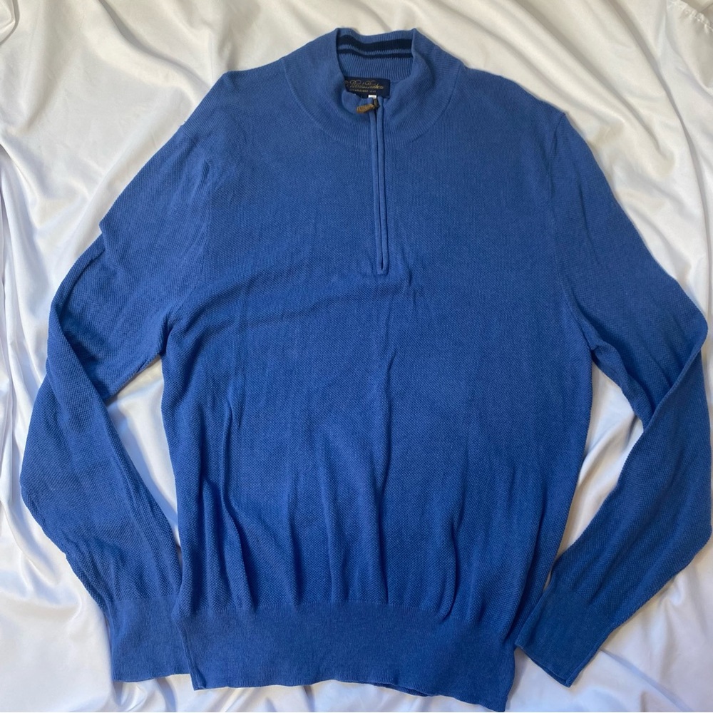 Brooks brothers blue half zip sweater